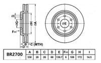 Bendix BR2700 Ultimate Brake Disc Rotor Front 338 mm Pair Fits Toyota Fortuner Prado 90 120 Series  Hilux GGN25